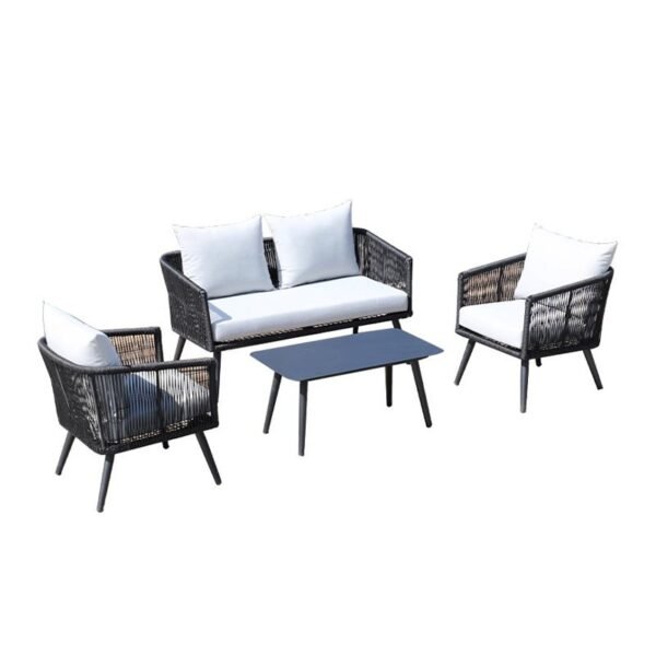 Courtyard Aluminum Outdoor Waterproof Sunproof Villa Garden Rattan Woven Balcony Double Rattan Chair Outdoor Sofa