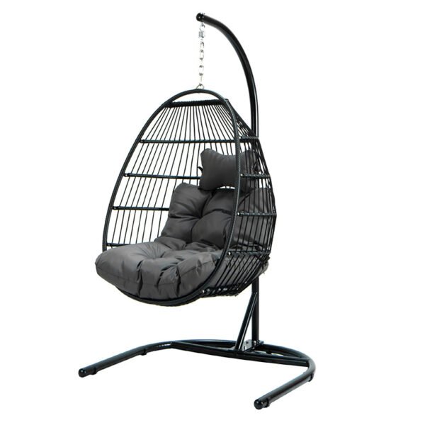 Rattan hanging egg chair