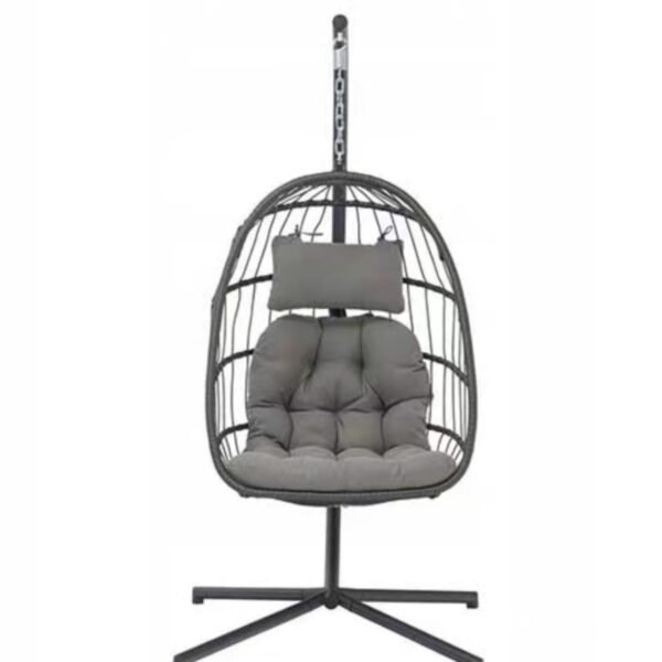 Foldable rattan hanging egg chair