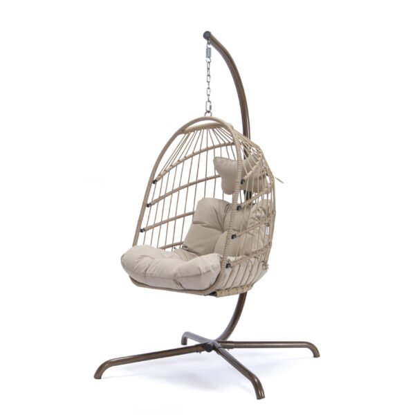 Foldable rattan hanging egg chair
